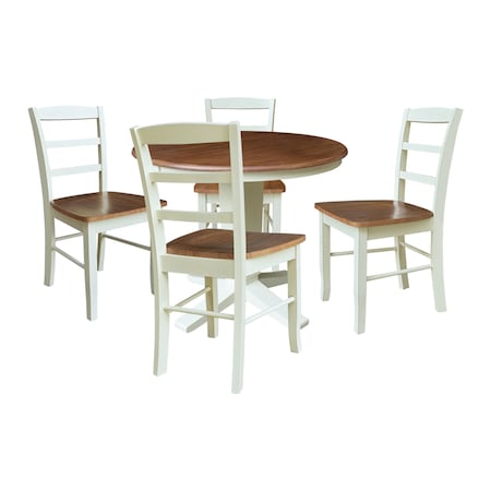 Whitewood Industries Rectangular Extension Dining Table W/ 4 Chairs, 36 in W, 30.1 in L, 48 in H, Parawood, 5 K79-36RXT-23B-C2-4