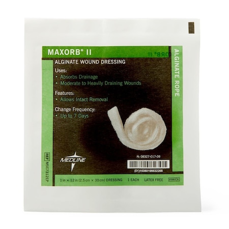 Medline Maxorb II Alginate Dressings, 1in x 12in Rope, in Educational Packaging, 10PK MSC7312EPZ