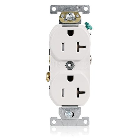 Leviton Plugs&Rcptcls, 20A, 125VAC, Wht, Thrmplstc TCR20-W