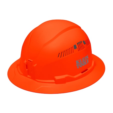 Klein Tools Hard Hat, Vented, Full Brim Style, High Visibility Orange 60931