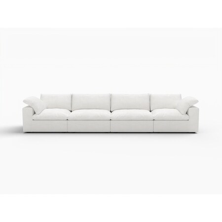 Homeroots 160" White Linen Blend Modular Sofa 714565