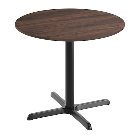 Flash Furniture Acadia 36 in Round Tabletop, TopGuard HPL Technology in Dark Brown, 30 in x 30 in ST-RD36-WBR-T3030-GG