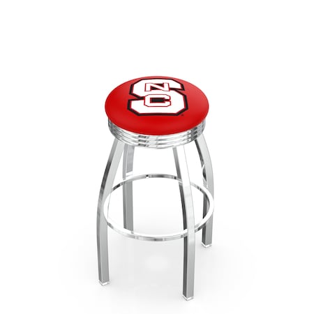 Holland Bar Stool Co 25" Chrome North Carolina State Swivel Bar Stool, Accent Ring L8C3C25NCarSt