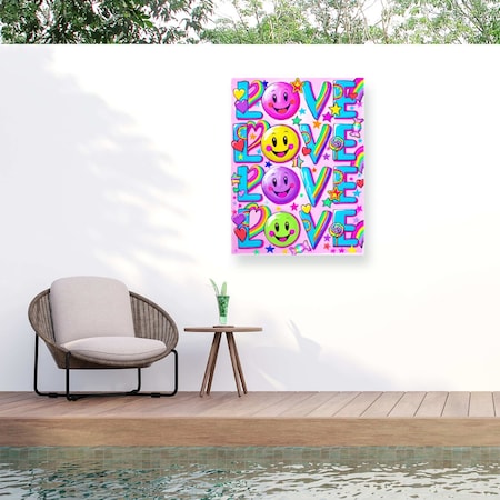 Trademark Fine Art Outdoor Canvas Art Jess Stempel Love Love Love Love Wall Art for Patios, or Gardens GRL01724-OC2432WR