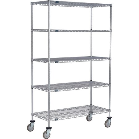 Global Industrial Nexel 5 Shelf Truck, Nexelate, 36"W x 14"D x 60"H, Polyurethane Swivel Casters B3156397