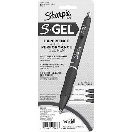 Dymo Sharpie Gel 1.0Mm 4Ct Black 2096155