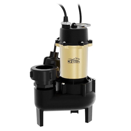 K2 Pumps 1/2 HP Cast Iron Sewage Pump with Quick Connect Fitting and Tethered Switch SWW05002TPK