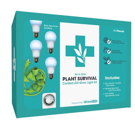 Miracle Led Keep'em Alive Plant Survival Grow Light Kit, 6.5KK Blue Spectrum, 2PK 803408