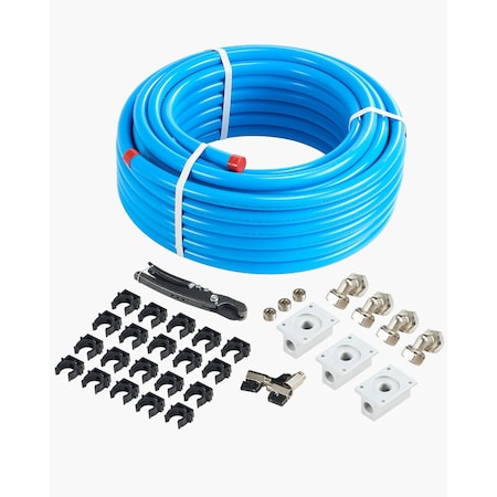 Vevor Air Compressor Line Kit 3/4'' x 100FT HDPE/Aluminum Shop Air Piping System Blue CAP 100ft