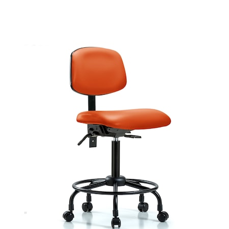 Blue Ridge Ergonomics Bench Chair, Viniyl, RT Tilt, Casters, Org, No Arms, 22" to 29" Height, Orange Kist BR-VMBCH-RT-T1-A0-RC-8613