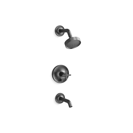 Kohler Purist Rite-Temp bath and shower trim kit with push-button diverter and cross handle, 2.5 gpm T14420-3-BGP
