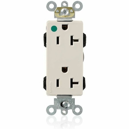 Leviton Hospital Grade Decora Receptacle, 20 Amp, 125 Volt M1636-HGT