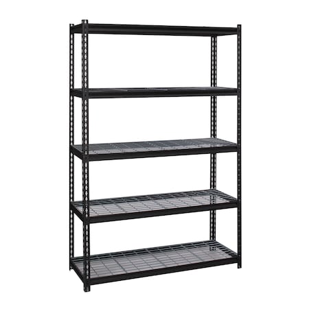 Iron Horse 2300 Riveted Steel Wire Deck Shelving 5-Shelf Unit, 18" D x 48" W x 72" H, Black 22131