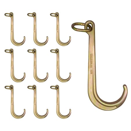 Mytee Products 10Pack 15in J Hook Heavy Duty Grade G70 Tow Axle Strap Wrecker Roll back Clevis 5400#, 10PK Jhook15x10