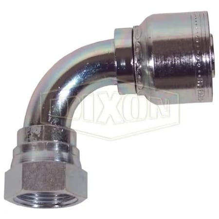 Dixon Smooth Bore Hose-to-Tube Fitting with Crimp Collar, Adapter, Dash 12 x 3/4 in, Hose x FJIC, Carbon S FJC90-12-12