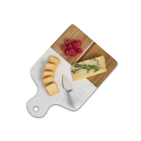 Hic Kitchen Maison du Fromage Rectangular Cultured Marble & Acacia Wood Cheese Board 22187