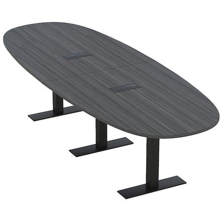 Skutchi Designs 10ft Boval Conference Table With Power | Harmony Series | 10 Person Meeting Room Table HAR-BOVL-48X120-T.BK-WA7949-EBLK