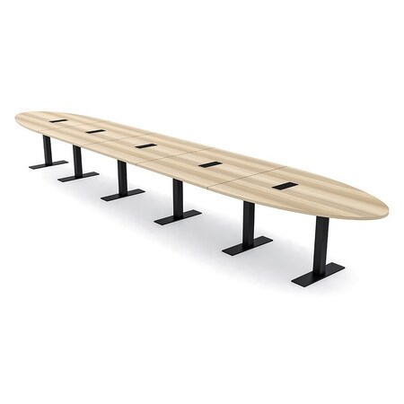 Skutchi Designs 22ft Oval Conference Table With Power | Harmony Series | 20 Person Meeting Room Table HAR-OVL-48X264-T.BK-K525-EBLK