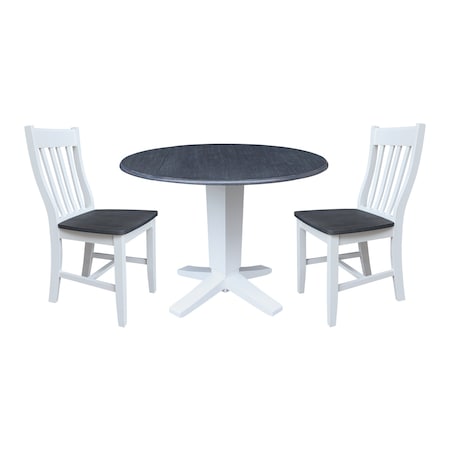 Whitewood Industries Extension Dining Tables, 45 in L, 38 in H, Parawood, 3 Piece K05-42DPT-23-C61-2