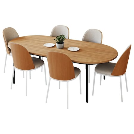 Leisuremod 70.9 in W, 29.5 in L, Manufactured Wood/Steel/Velvet, Natural Wood/Beige TT70-WCNW18-BG