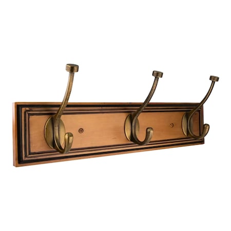 Brixwell Beveled Squared Hook Rack For Home Hardware 18 in Honey Pine, Gilded Bronze BXH65655HGB