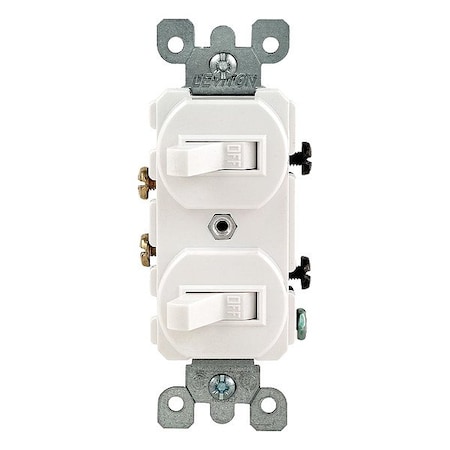 Leviton Wall Switch, Toggle, 15 A, White 5224-2W