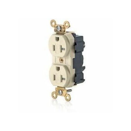 Leviton Lev-Lok Industrial Grade Tamper Resistant Duplex Receptacle, 20 Amp, 125 Volt M5362-SGT