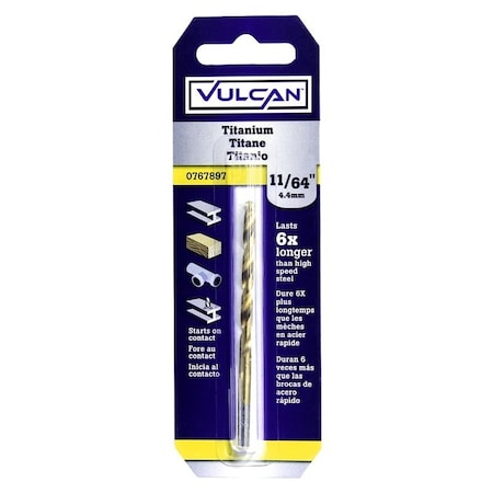 Vulcan 218811OR Jobber Drill Bit, 11/64 in Dia, 3-1/4 in OAL, 3-Flat Shank PTA250657/218811O