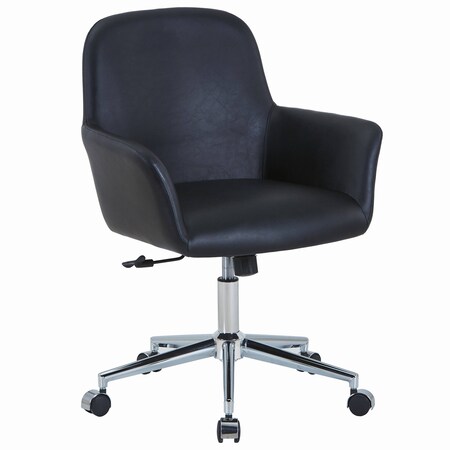 Leisuremod Vanguard Faux Leather Swivel Office Chair, Chrome Base, Tilt VO26BL