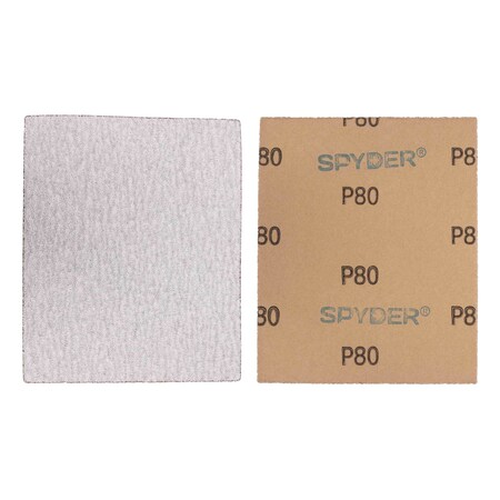 Spyder 4.5-Inch x 5.5-Inch 80 Grit Aluminum Oxide with Stearate Sandpaper Sheets, 8PK 500029