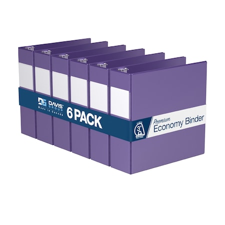 Davis Group Premium Economy, Angle D Ring, Binder, (Purple, 3"), PK6 2305-69-06