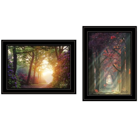 Homeroots Set Of Two Path of Happiness 2 Black Framed Print Wall Art, 2PK 406161