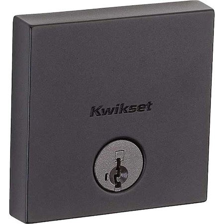 Kwikset Single Cylinder Deadbolt, 1" L Throw 258-SQT-514-SMT-6AL-STRKP