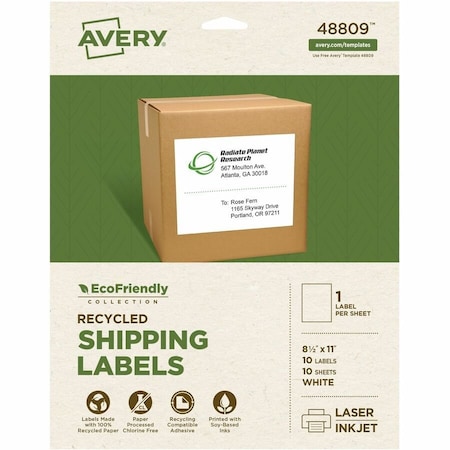 Avery EcoFriendly Recycled Shipping Label, PK10 48809