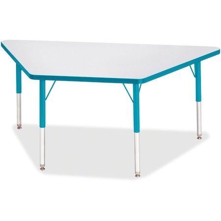 Jonti-Craft Berries Trapezoid Activity Tables, 30 in. x 60 in., E-height, Freckled Gray/Teal/Gray 6443JCE005