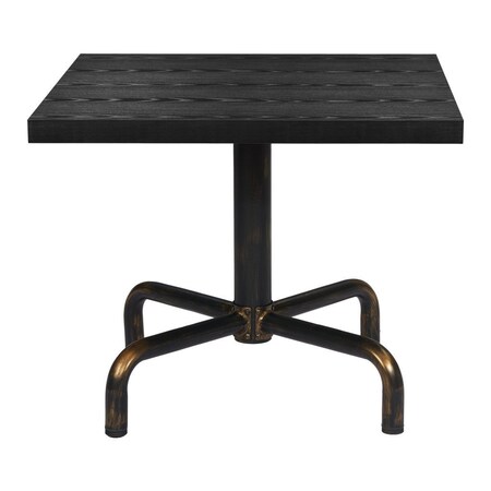 Homeroots 36" Black and Gold Wood and Steel Pedestal Base Square Dining Table 557692