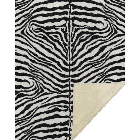 Homeroots 50" X 70" Black And Ivory Zebra Microfiber Plush Throw Blanket 712286