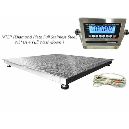 Selleton Scales Stainless Steel Washdown Floor Scale, Diamond Plate, 7 ft x 7 ft, 10000 lb x 2 SL-800-SS-7X7-10K-D