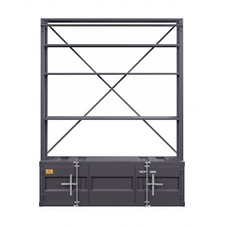 Homeroots Gunmetal Three Tier Bookcase 486287