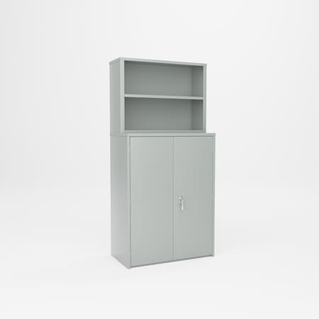 Pucel Two Section Book Shelf Cabinet, 36 in W x 75 in H x 19 in D, Light Blue BSC-3675