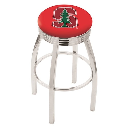 Holland Bar Stool Co 25" Chrome Stanford Swivel Bar Stool, Accent Ring L8C3C25Stnfrd