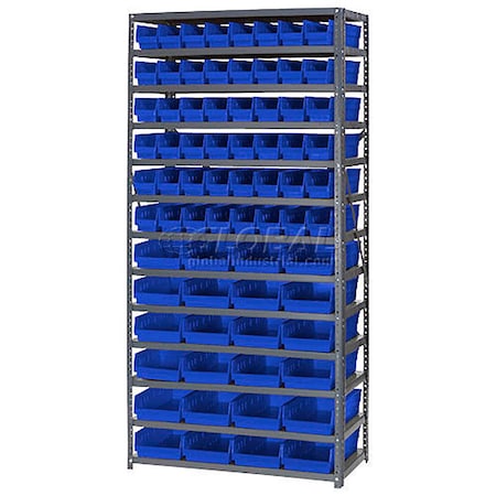 Global Industrial Steel Shelving - Total 76 4"H Plastic Shelf Bins Green, 36x18x72-13 Shelves 603447GN