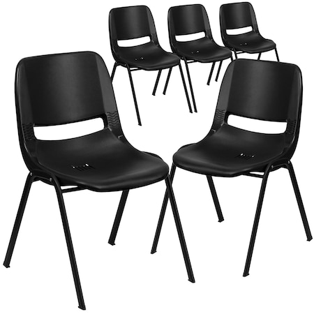 Flash Furniture Black Stack Chair-Black Frame, PK5 5-RUT-12-PDR-BLACK-GG