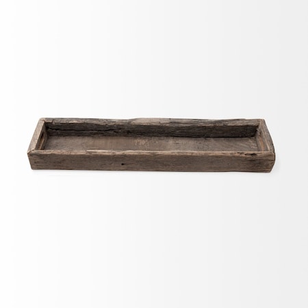 Homeroots 30in Brown Wood Indoor Outdoor Tray With Handles 376045