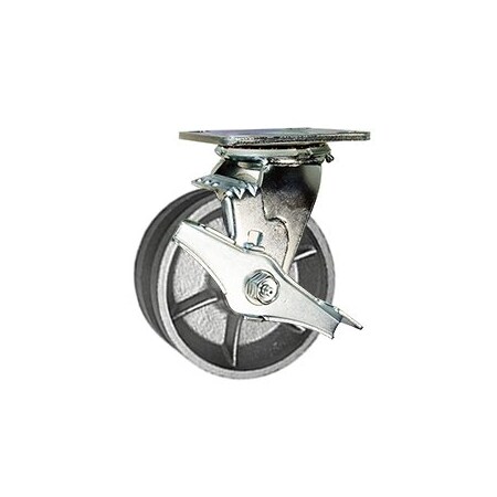Service Caster 5 Inch V Groove Semi Steel Swivel Caster with Roller Bearing and Brake SCC SCC-30CS520-VGR-TLB