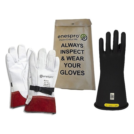 National Safety Apparel Electrical Glove Kit, Leather, Rubber, Black, 11 KITGC2B11