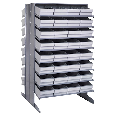 Quantum Storage Systems DOUBLE SIDED PICK RACK W/32 GRAY BINS QPRD-606GY