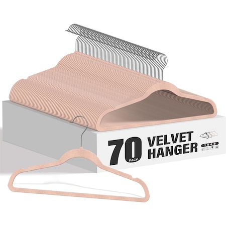 Simple Deluxe HealSmart Velvet Hangers, Space Saving, Non-Slip Heavy Duty Coat Hangers, Pink, 70PK HKHANGVELVET70PNK