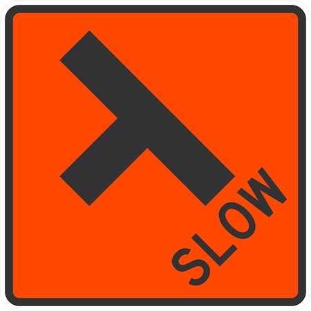 Lyle Slow Side Road (W/ T-Junction Left Symbol), 24x24, Engineer Grade, Orange G-12918-EG_24x24
