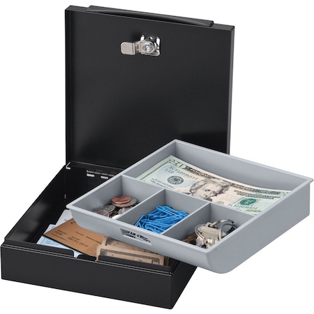 Sentry Safe CashBox, Black, Steel, 2-1/8inH, 6-3/4inW DS-1